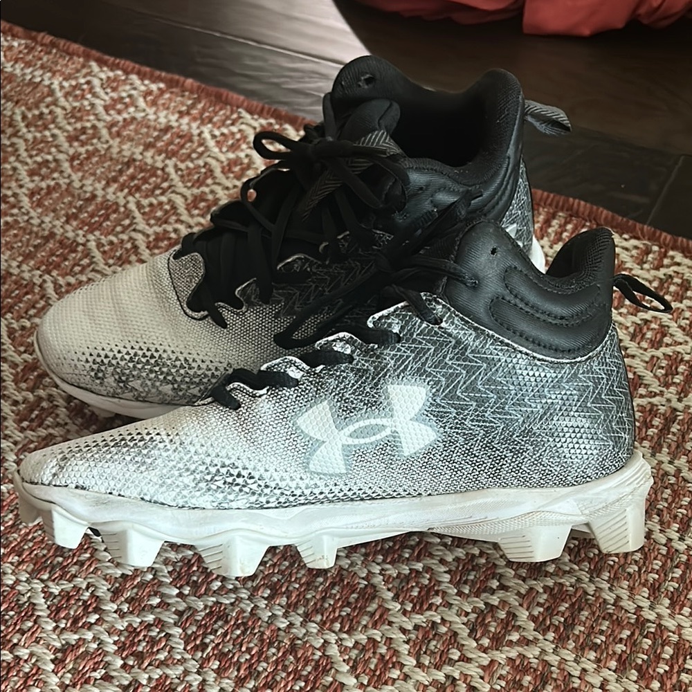 Under Armour Kids' Black and White Football Cleats